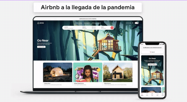 Imagen de pantalla de inicio de Airbnb cuando llegó la pandemia