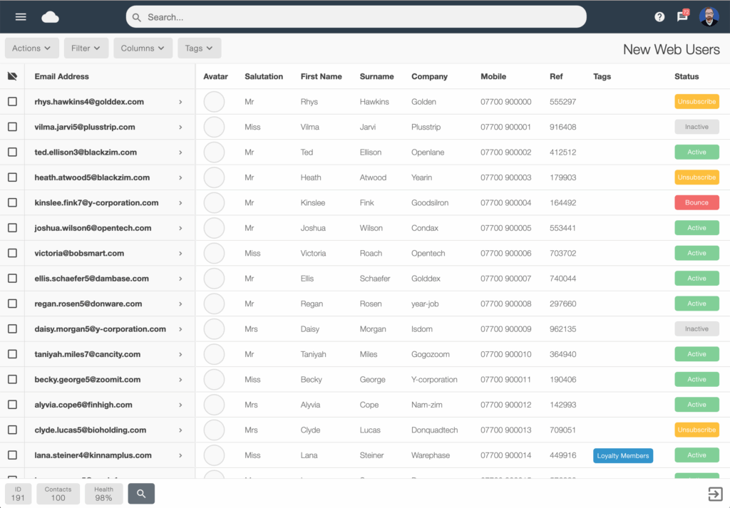 ejemplo de base de datos de clientes